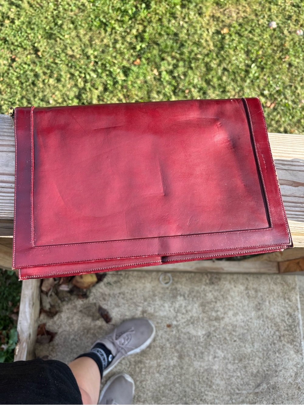 vintage Lou Taylor Italian leather swivel mirror clutch